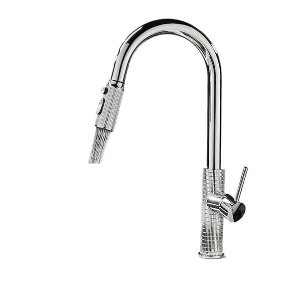 Kitchen Faucet Brass Gunmetal Gray Pull-out Faucet, Jitchen Sink Universal 360 Retractable Hot And Cold Water Sink Faucet