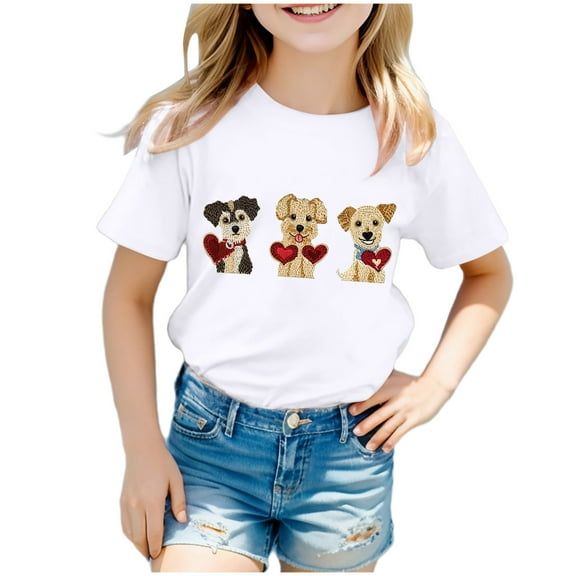 Toddler Girls Short Sleeve Crew Neck T-Shirts Drop Shoulder Letter 24 Months 2t 3t 4t 5t 6t 7t Star Print Graphic Trendy Cute Tees Gibobby,5-6 Years,White