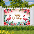 thumbnail image 6 of Flamingo Theme Happy Birthday Banner Tropical Design Floral Pattern for Outdoor Celebration Garden Party Photography Backdrop, 6 of 6