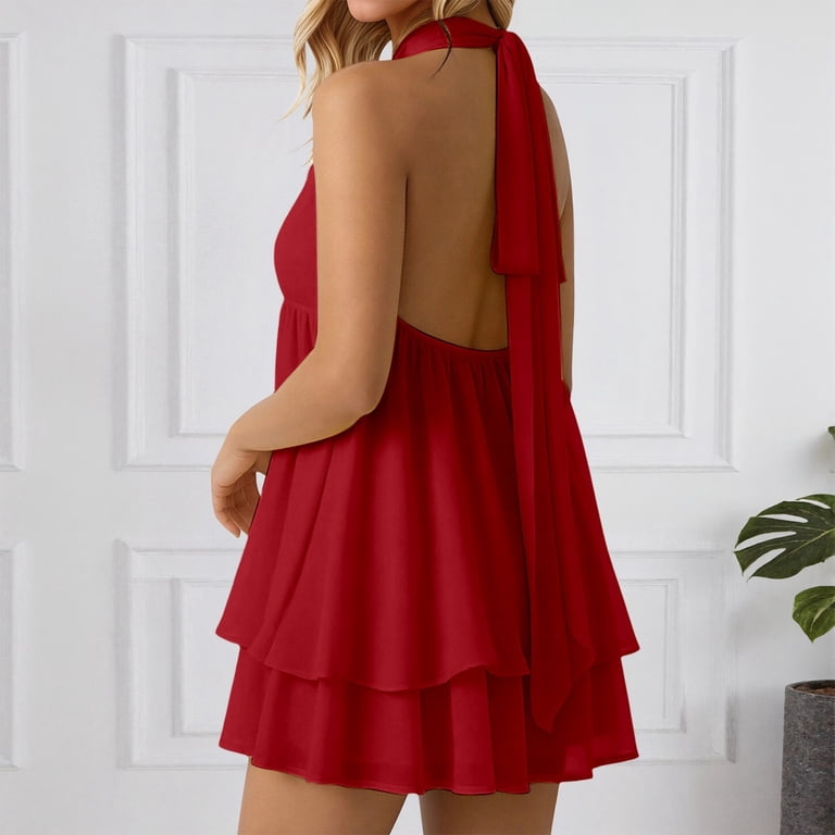 open back layered halter dress Our Open Back Layered Halter Dress is such a vibe