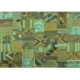 thumbnail image 1 of Ahgly Company Machine Washable Indoor Rectangle Patchwork Turquoise Blue Transitional Area Rugs, 5' x 7', 1 of 4