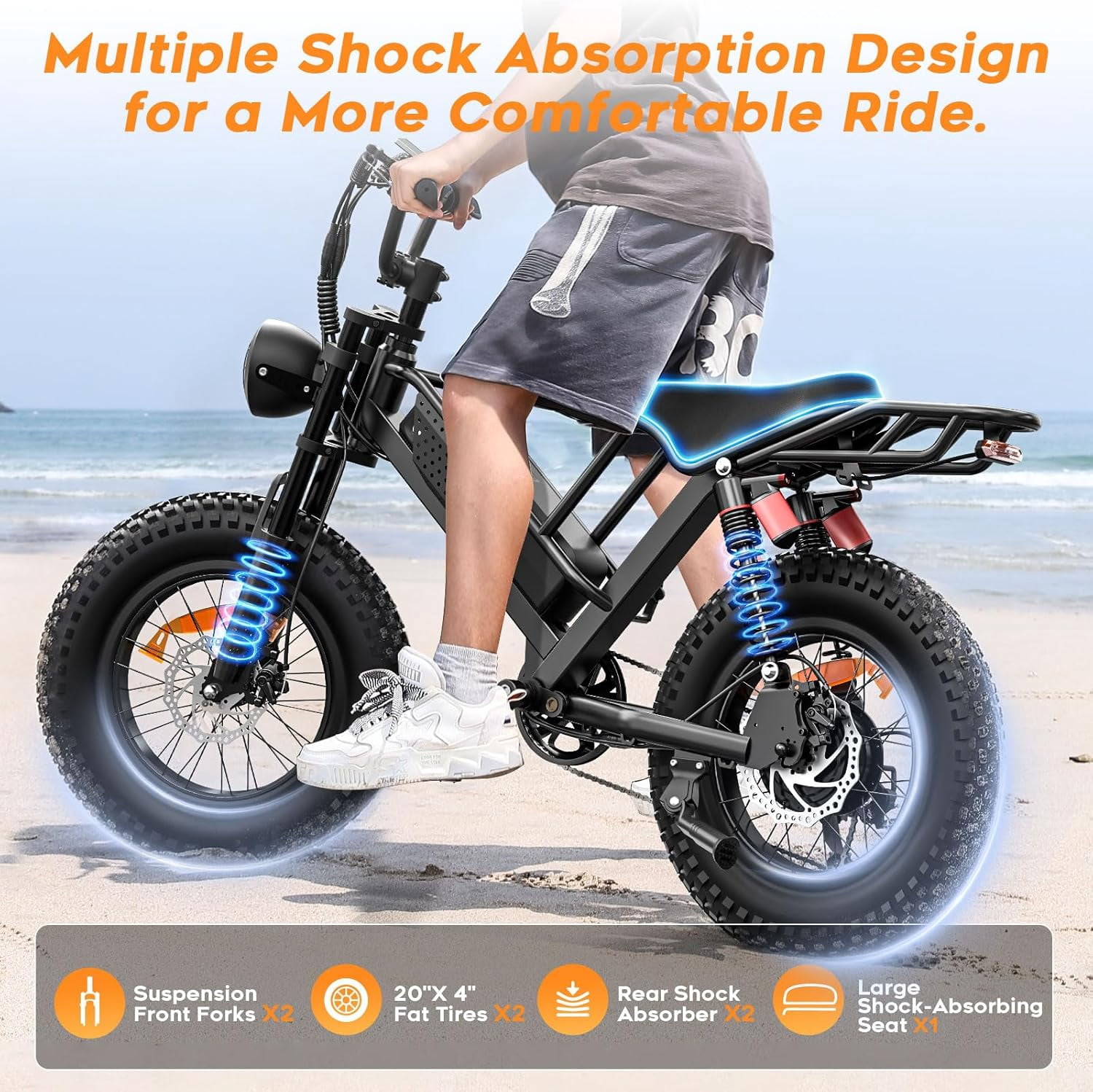 Spacewalk Electric Bike for Adult,20"x4"Fat Tires Ebike,Suitable for Riders 5'5"& Above,750W Motor,24.9mph,48V 15Ah