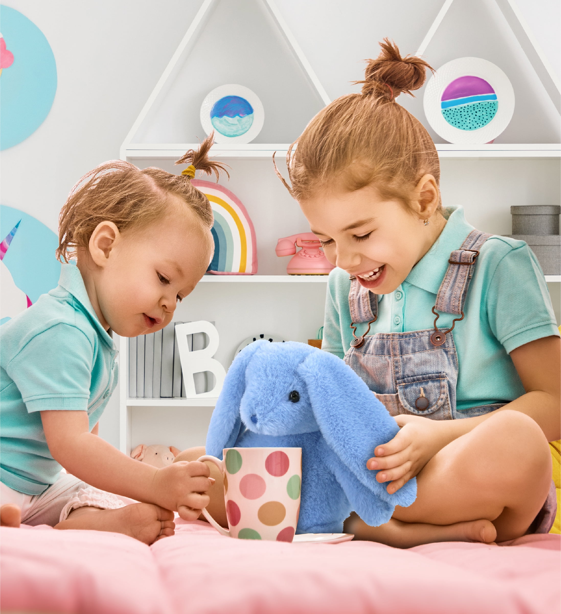 DolliBu Baby Blue Rabbit Plush - Super Soft Bunny Stuffed Animal, Adorable Realistic Stuffed Animal Bunny Toy for Boys and Girls, Cute Farm Life Plush Rabbit Gift for Baby, Kids, Adults - 8 Inches