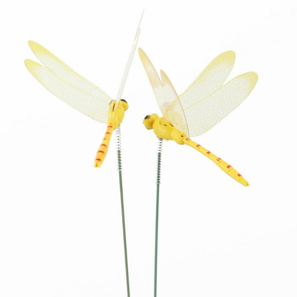 Macetas de Flores Al Aire Libre Libélulas Jardín Poste Estacas Decorativas 10Pcs, Flores Artificiales para Al Aire Libre Primavera-Acción Móvil para Patio Patio Macetas Ornamentos de Plantas Decoració