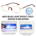 thumbnail image 3 of Men Women Simple Square Frame Classic Ultra Light Glasses Business Reading Glasses Anti-Blue Light Eye Protection GOLD STRENGTH 300, 3 of 7