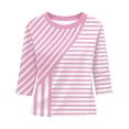thumbnail image 3 of Lmueinov 3/4 Length Sleeve Womens Tops Geometric Printed Crew Neck Tunic Loose Fit Casual Blouses Striped Trendy T Shirt for Summer Fall Daily Wear, 3 of 6