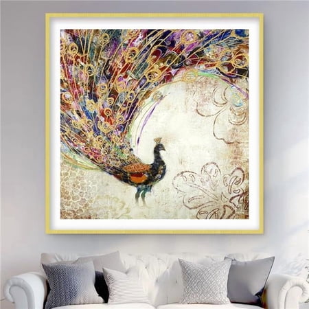 Begin Home Decor C1FM4848JZXPLF 48 x 48 in. Peacock with Gold Feathers - Best Sellers Gold Framed Print