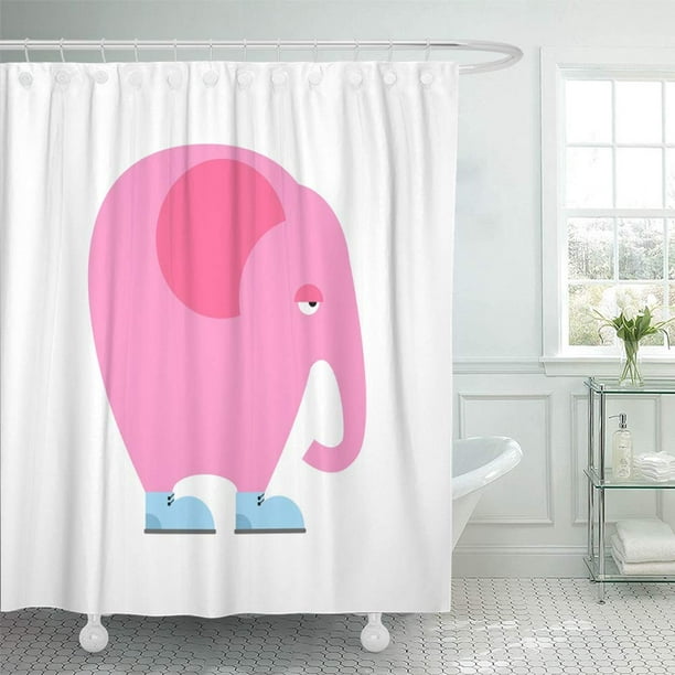 Pknmt Big Pink Elephant In Shoes Sad, Pink Elephant Shower Curtain