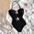 thumbnail image 4 of OGLCCG Tween Girl's One Piece Swimsuits Metal Starfish Ruched Cut Out Halter Bathing Suits Fashion Summer Beachwear Swimwear 7-16 Years, 4 of 7