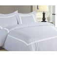 thumbnail image 2 of BedDecor 600TC 100% Egyptian Cotton White Twin/Twin Xl Size 3PC 1PC Duvet and 2 Pillow Case 3-Stripe Embroidery Duvet Cover Set Solid Pattern, 2 of 4