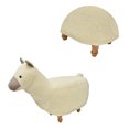thumbnail image 2 of Benzara BM196590 Grass Mud Horse Shape Wooden Storage Ottoman with Fabric Upholstery, Cream & Brown, 2 of 6