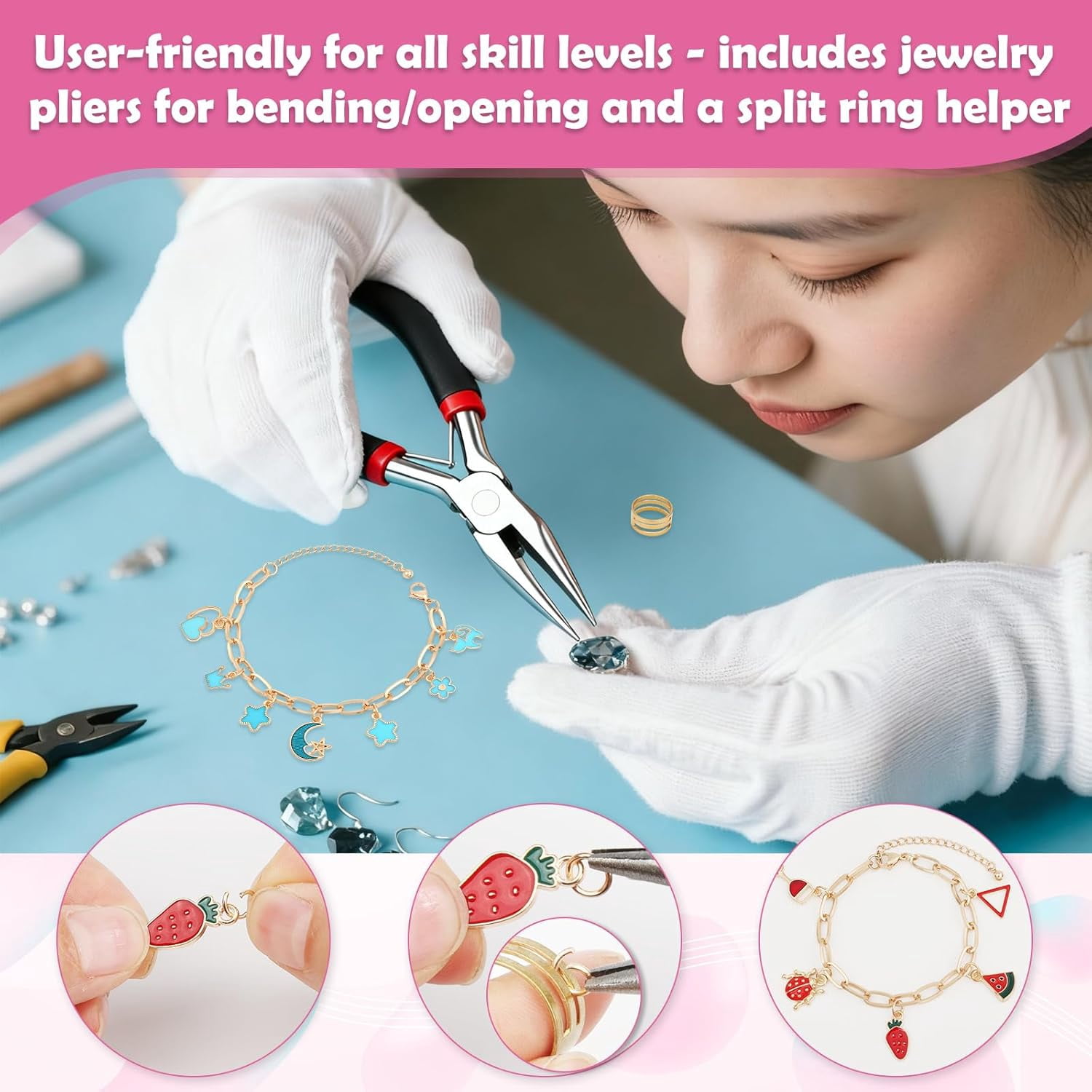 TAVENE 477Pcs DIY Charm Bracelet Making Kit, Gold & Silver Charms, Paperclip Chain & Alphabet Charms, Jewelry Supplies
