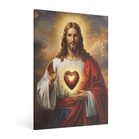 Vintage Jesus Canvas Wall Art Paint Framed,  Pictures Canvas Print Posters Wall Decor, Christian Christmas Wall Art Home Decor for Living & Prayer Room Bedroom Wall Decor Framed