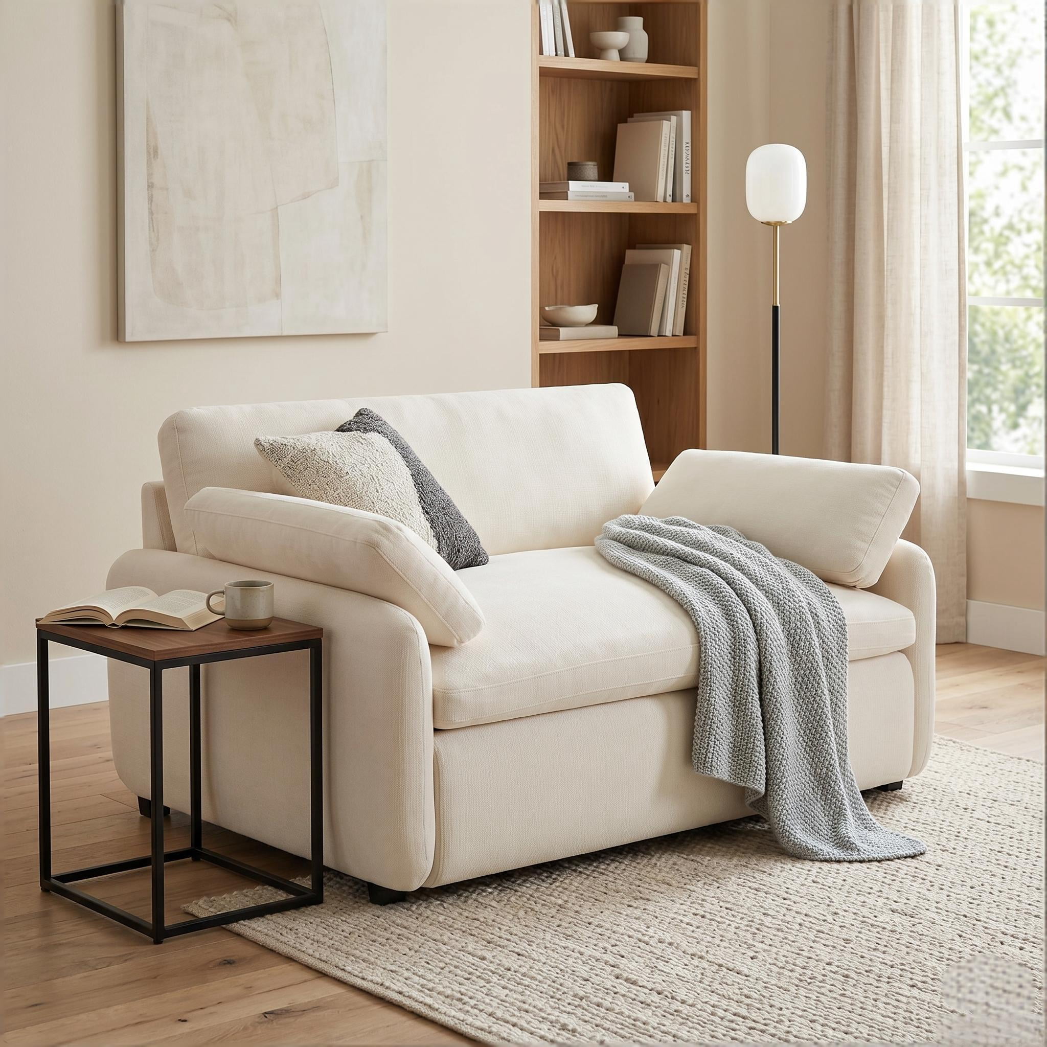 Howcool 50×43 Inch Oversized Chenille Accent Chair, Wide Deep Seat Comfy Armchair with Pillow for Living Room Apartment