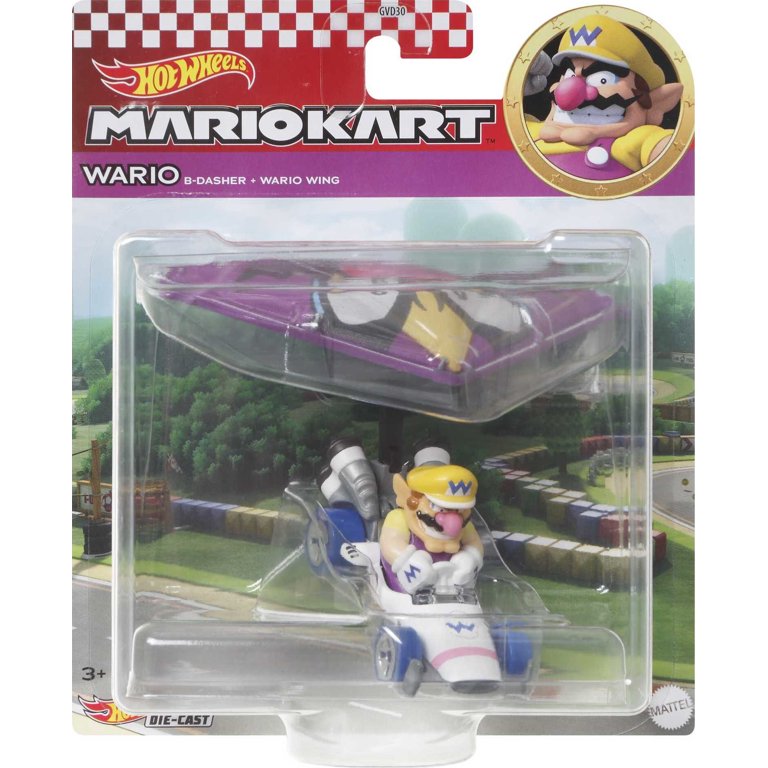 ホットウィール マリオカート ワリオ（Bダッシャー+ワリオウイング） Hot Wheels Mario Kart Wario B-Dasher, 1:64 Scale Die-Cast