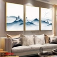 thumbnail image 2 of 3pcs Decorative Painting Set, 2D Unframed Canvas Art, Minimalist Gable Wall Art, Blue Mountain Canvas Artwork, Triptych Eastern Ink Painting, Nature-Themed Artwork, Suitable for Home Or Office Wall, 2 of 4