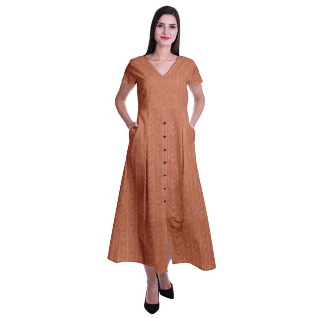 Moomaya Robe Longue Maxi pour Femmes à Manches Courtes, Robe Formelle/décontractée avec Poches P-TTG