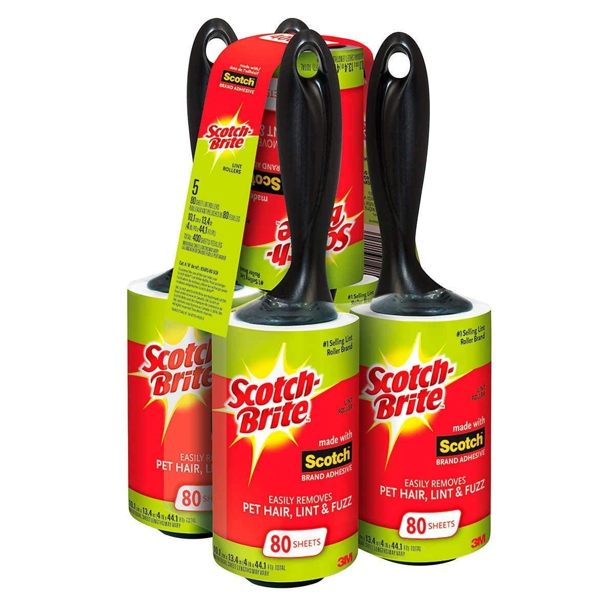 Scotch-Brite Lint Roller Value Pack 95 Shee 5 Rollers Works Great On Pet Hair 