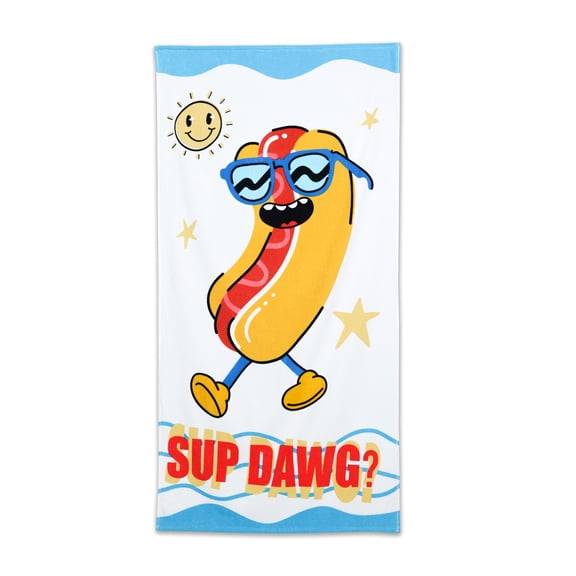 Mainstays Kids Cotton Blend Beach Towel, 30 x 60 inches, Sup Dog