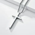 thumbnail image 5 of Miren Minimalist Mirrored Cross Necklace, Hypoallergenic Stainless Steel, 24" Pearl Chain, “I Can Do All THINGS” Engraving, Gold/Silver/Black, 5 of 7