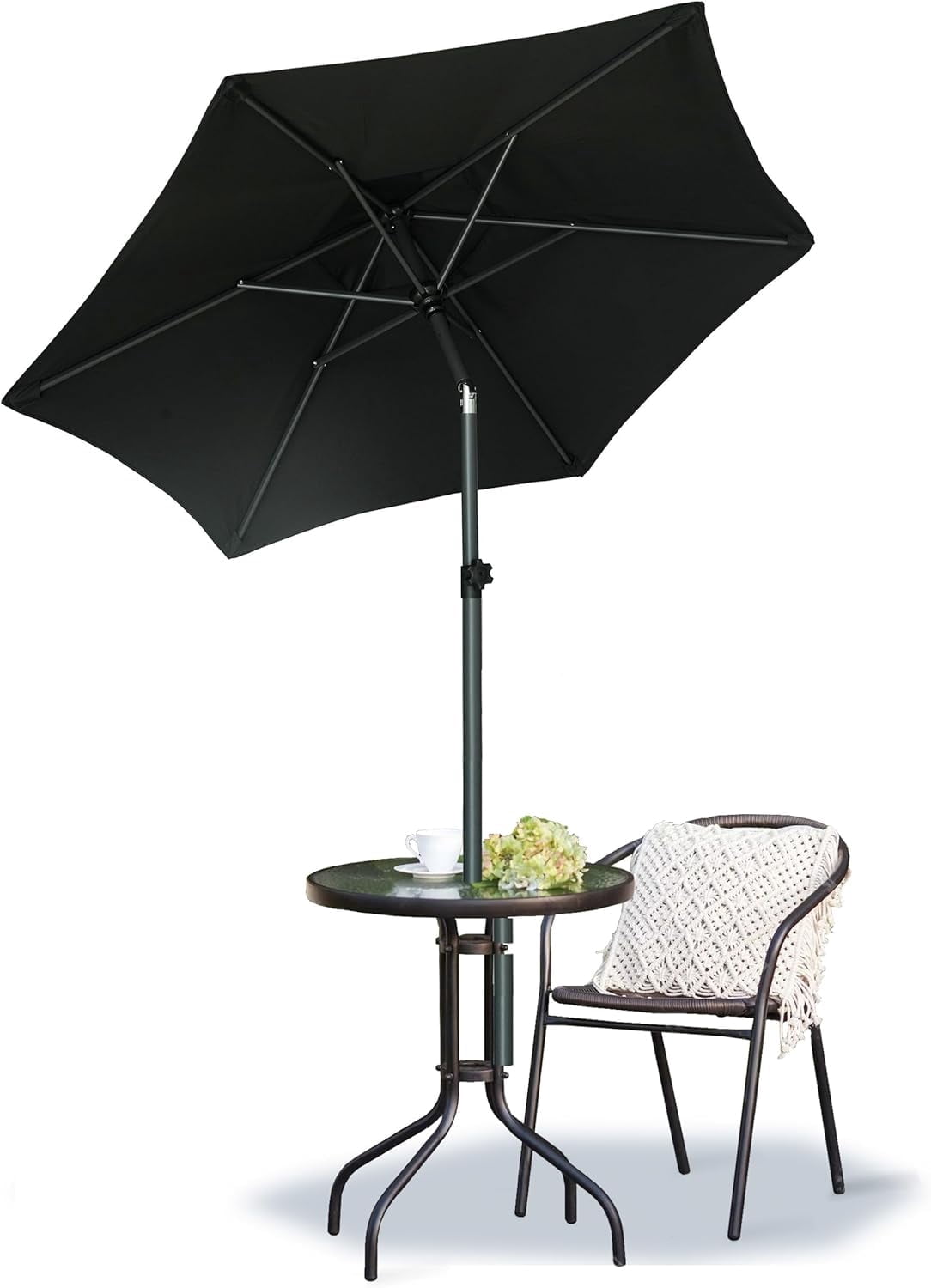 6ft Patio Umbrella Outdoor Table Umbrellas with Push Button Tilt, UPF50+ Premium Steel Pole and Ribs for Deck, Lawn, Garden, Backyard & Pool