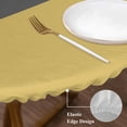thumbnail image 3 of Yellow Morocco Round Tablecloth, Fitted Table Cover with Elastic for 36"-44" Round Tables, Geometric Grey Stripes Modern Table Cloth Outdoor Indoor Dinning Party Waterproof Tablecloths, 3 of 7