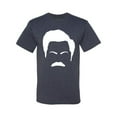 thumbnail image 2 of Wild Bobby, White Parks and Rec Fans Ron Swanson Mustache Face Silhouette, Pop Culture, Men Graphic Tee, Vintage Heather Navy, 5X-Large, 2 of 4