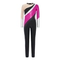 thumbnail image 4 of vastwit Girls Kids Metallic Bodysuit Color Block Gymnastics Leotard Figure Skating Jumpsuit Full Body Dance Unitard Hot Pink 8, 4 of 6