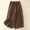thumbnail image 3 of Capri Pants for Women Cotton Linen Lightweight Elastic High Waist Wide Leg Flowy Cropped Pants with Pockets Womens Capris, 3 of 9
