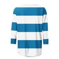 thumbnail image 3 of Jalioing Women's 3/4 Sleeve Striped Tops Fashion Casual Crew Neck Shirts Trendy Basic Pullover Tees Clothes, 3 of 5