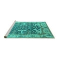 thumbnail image 2 of Ahgly Company Machine Washable Indoor Rectangle Oriental Turquoise Blue Industrial Area Rugs, 7' x 10', 2 of 4
