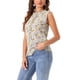 thumbnail image 4 of TOP SIN MANGAS RUFFLE DE MUJER INSPIRE CHIC OFICINA NEGOCIOS BLUSAS FLORALES VINTAGE DE LOS AÑOS 50 L BEIGE PÚRPURA-FLORAL, 4 of 5