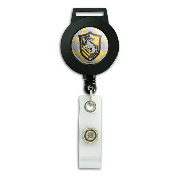 Harry Potter Hufflepuff Plaid Sigil Lanyard Retractable Reel Badge ID Card Holder