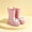 Pink, variant on Womens and Girls 3D Cartoon Big Eyes Mid Calf Rain Boots Non Slip Waterproof PVC Wellies for Park Gardening Rainy Outdoor White 30