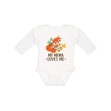 

Inktastic My Mema Loves Me Fox Gift Boys or Girls Long Sleeve Baby Bodysuit