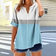 thumbnail image 5 of Cleaning Womens Bamboo Linen Tops Summer Striped Color Blocked Tee Shirts Pullover Sweater Blouses Henley Neck Button Down Tunic Tops Dressy Shirts Going Out Blouses 2025, 5 of 5