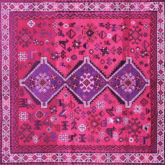 Ahgly Company Indoor Square Persian Pink Traditional Area Rugs, 8' Square