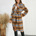 thumbnail image 6 of GaThRRgYP Women's Winter Coat,Women's Fashion Fall Winter Casual Trundown Collar Outwear Coat Long Sleeve Pockets Plaid Brown M, 6 of 9