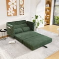 thumbnail image 4 of S-HOME Multi-Functional Corduroy Loveseat Sofa Bed, 2-Seater Two-Form Conversion with Side Storage, for Small Apartments and Living Rooms, Dark Green, 4 of 16