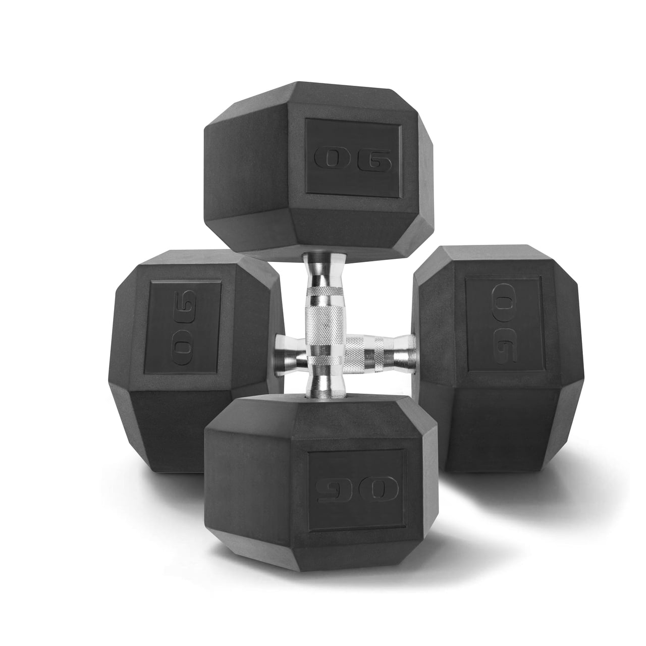 PAIR CAST IRON Rubber-Coated Hex Dumbbells CAP Barbell Weights Home Workout Gym 