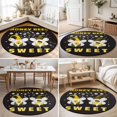 thumbnail image 5 of Honey Sweet Round Living Room Rugs 8 ft, Gnomes Bees Daisy Black Washable Large Area Rug with Non-Slip Sturdy Edge Binding Round Carpet for Dining Room Kitchen Office, 5 of 9
