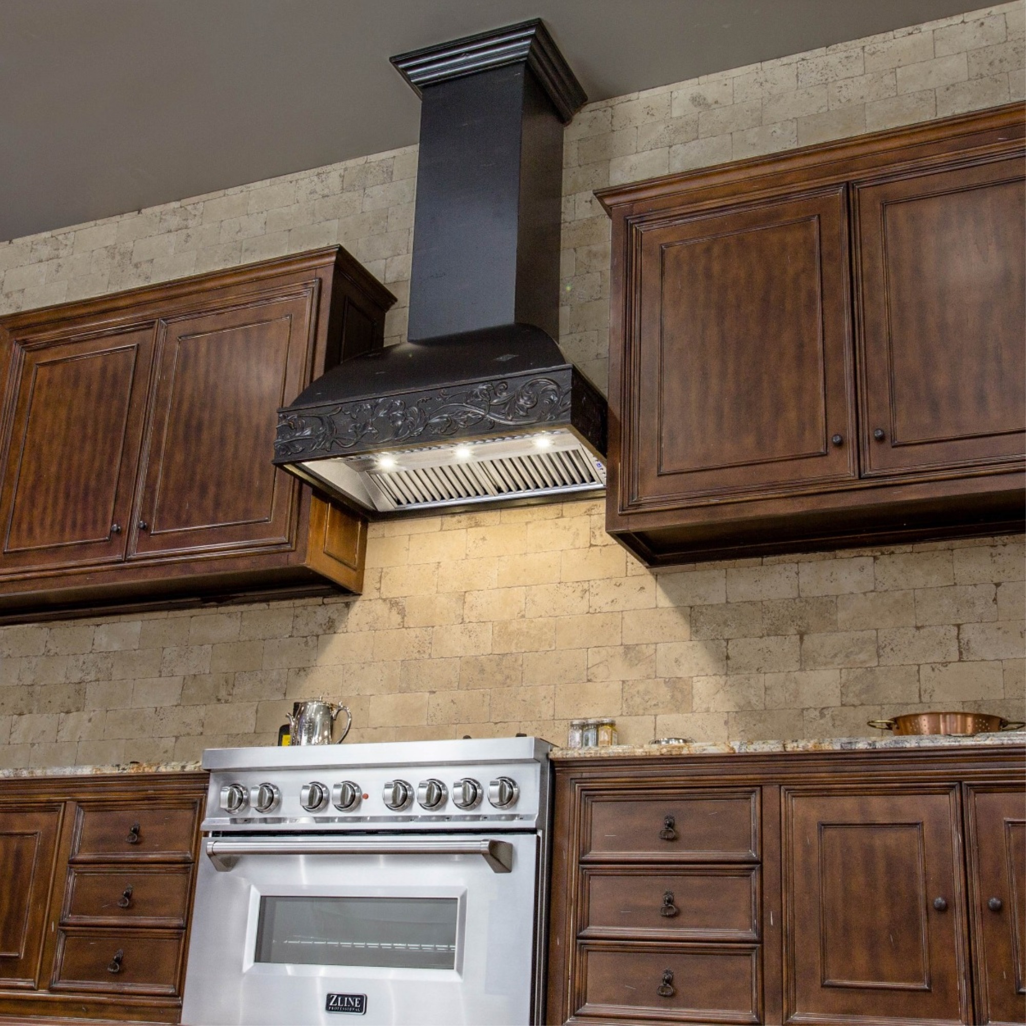 ZLINE 30 in. Wooden Wall Mount Range Hood in Antigua and Walnut - Includes  Motor
