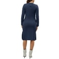 thumbnail image 3 of INSPIRE CHIC Womens Maternity Dress Long Sleeve Soft Round Neck Bodycon Midi Pregnancy Dress M Blue, 3 of 6