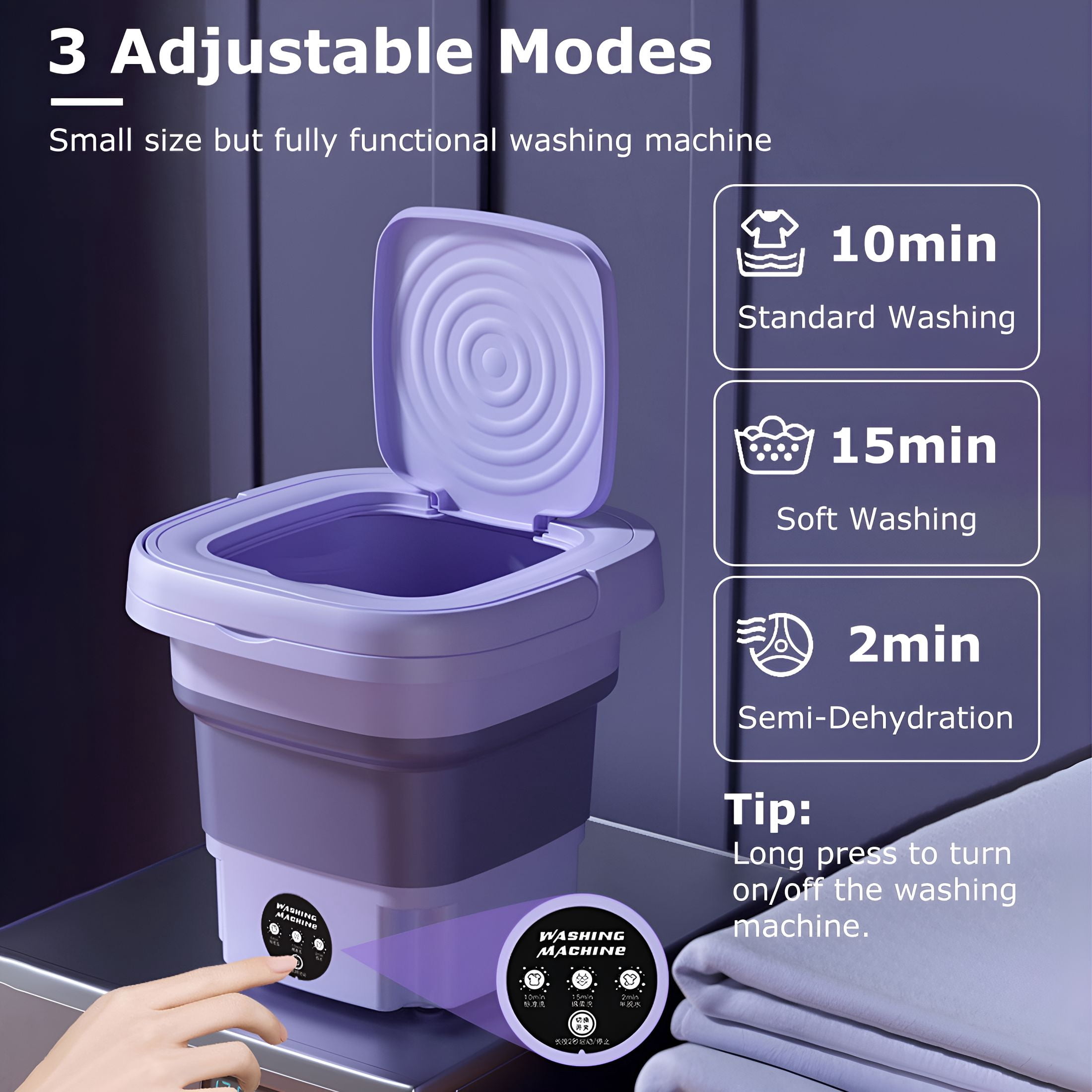 CURYMAY 2026 New 8L Folding Mini Washer with 3 Modes Deep Cleaning of Underwear Portable Clothes Washer,Baby Clothes,Portable Washing Machine for Apartments,Dorm,Camping,Rv,Travel Laundry[Green]