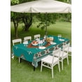 thumbnail image 3 of Outdoor Tablecloth with Umbrella Hole and Zipper, Teal Brown Boho Rectangle Table Cloth 60x120 Inch Waterproof Tablecloth, Abstract Aztec Tribe Ethnic Geometric Picnic Table Cover for Patio Camping, 3 of 7
