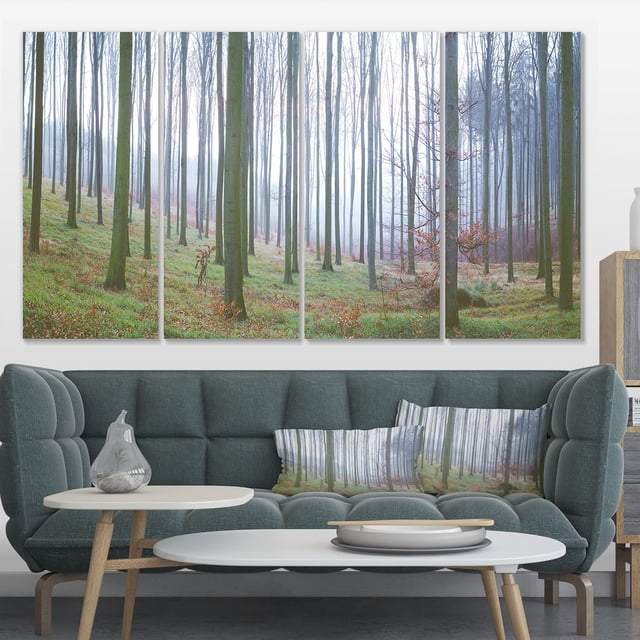 Autumn Tree Trunks Panorama - Oversized Forest Canvas Artwork