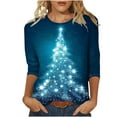 thumbnail image 2 of FAVIPT Women Plus Size 3/4 Sleeve Christmas Shirts Glitter Xmas Tree Print Tops Round Neck Shirt Blouse 2024 Multicolor,S, 2 of 5