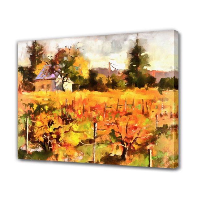 Póster de lienzo con pintura de paisaje de otoño impresionista, decoración de dormitorio, paisaje deportivo, decoración de oficina, regalo, estilo marco, 20 x 30 cm