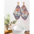 thumbnail image 2 of Boho Orange Blue Kitchen Dish Towels for Drying Dishes Set of 4, Boho Vintage Geometric Art Ethnic Waffle Weave Microfiber Hand Tea Bathroom Towels Quick Dry & Absorbent Towel 12x12, 2 of 7