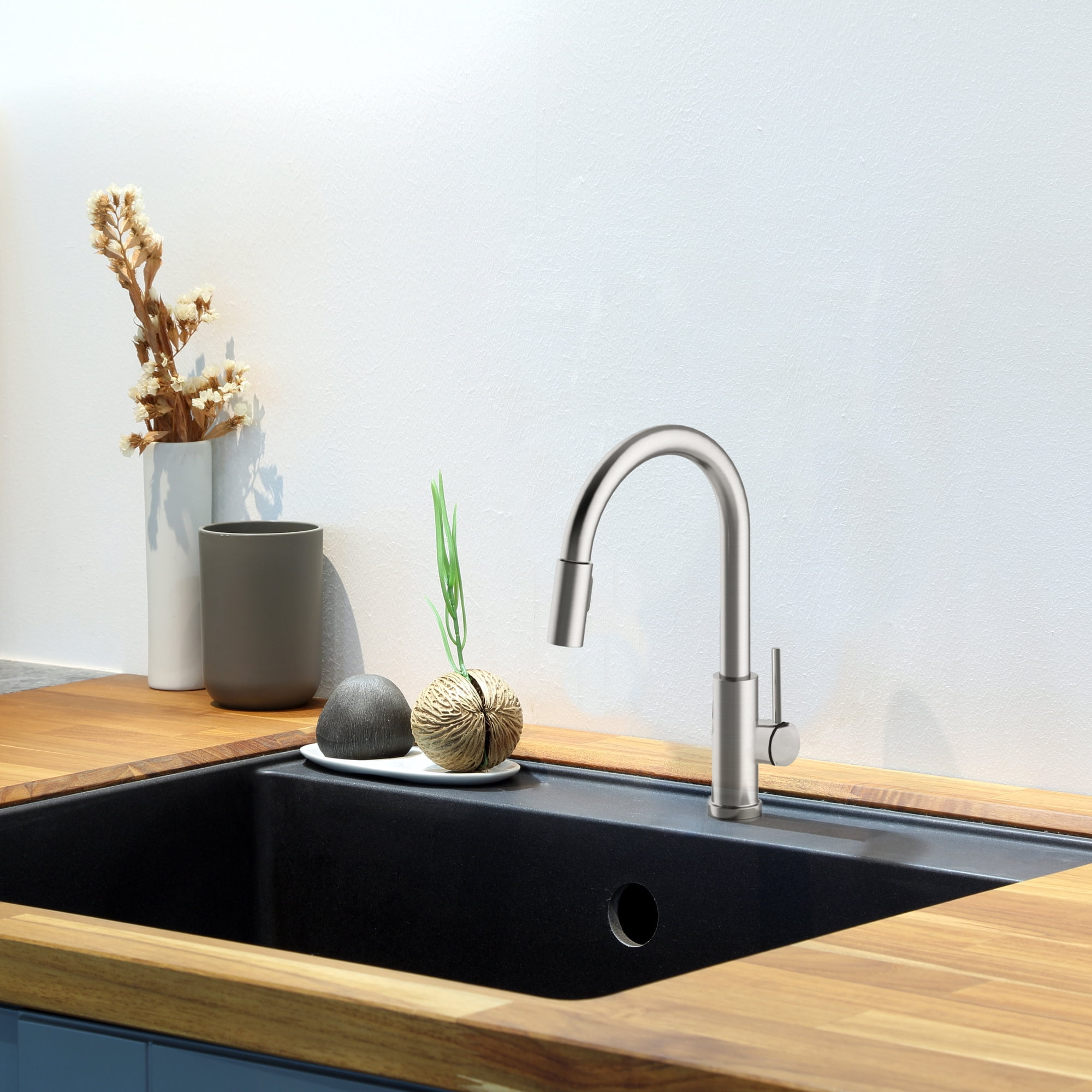 Design House Eastport II Pull-Down Kitchen Faucet in Satin Nickel